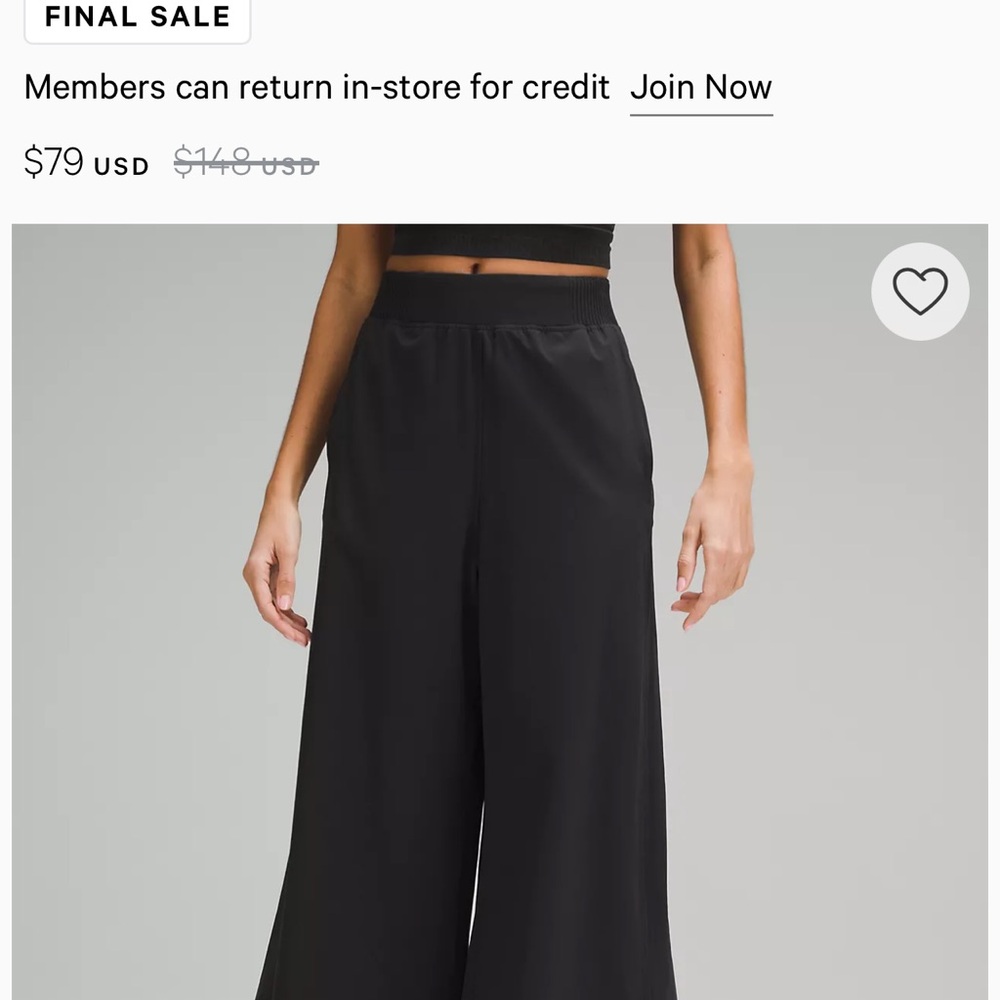 Lululemon wide leg woven pants cropped